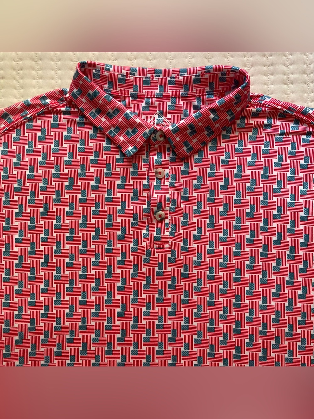 Burlebo American Flag Performance Golf Polo Shirt Men’s XL USA Red White Blue